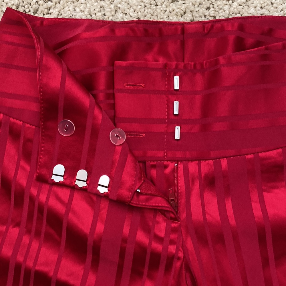 Cache Striped Red Groovy Satin Pants (Size 6) - image 2
